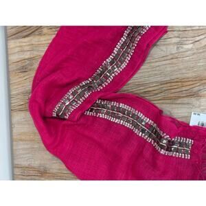 Raji Beaded Scarf Shawl Wrap Pink Fuchsia Wool Cotton Nordstrom NWT Boho